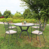 Tavolo Rotondo Ceramica E Ferro Verniciato Dionisio Ø 110 Cm