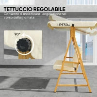 Dondolo da Giardino 3 Posti con Tettuccio Regolabile e Cuscini, 195x120x170 cm, Beige