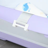 Vaschetta Bagnetto Pieghevole Bambini 0-6 Anni con Cuscino e 2 Ripiani, 83x48x23.5 cm, Viola e Bianco