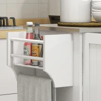 Isola per Cucina con Cassetto, Armadietto e 2 Ripiani Aperti, in MDF e Acciaio Inox, 128x45.5x91.5 cm
