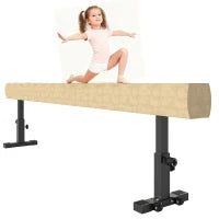 Trave Ginnastica Artistica con Altezza Regolabile e Piedini Antiscivolo, 226x31x59cm, Marrone