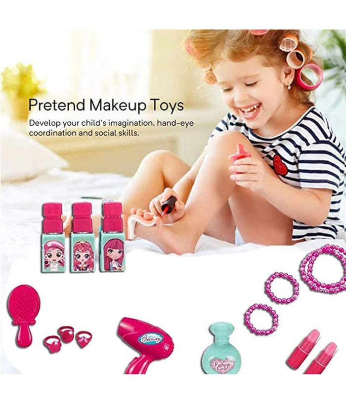 Beauty Set Con Specchio Valigetta Giocattolo Accessori Bellezza Con Ruote         