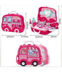 Beauty Set Con Specchio Valigetta Giocattolo Accessori Bellezza Con Ruote         