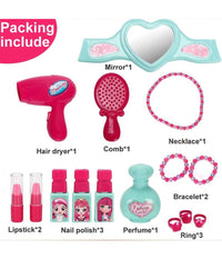 Beauty Set Con Specchio Valigetta Giocattolo Accessori Bellezza Con Ruote         
