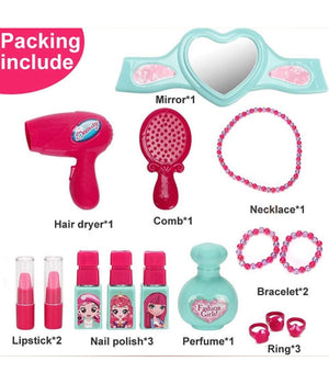 Beauty Set Con Specchio Valigetta Giocattolo Accessori Bellezza Con Ruote         