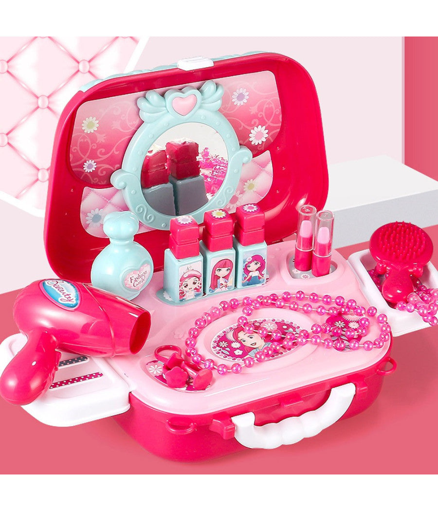 Valigetta Beauty Specchio Giocattolo Bambini 17 Accessori Bellezza Con Tracolla         
