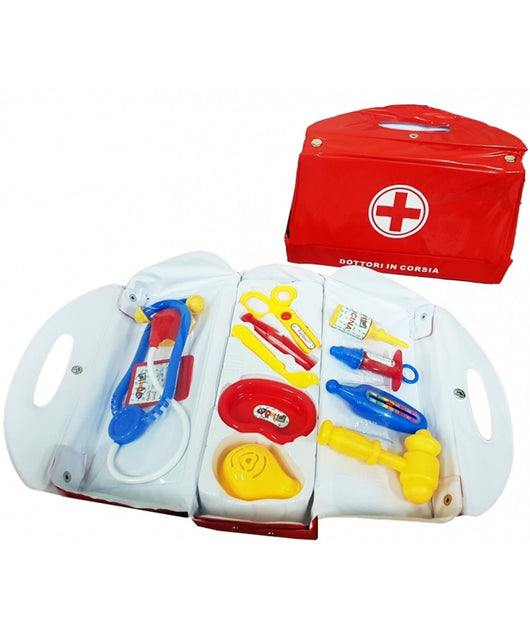 Valigetta Dottori In Corsia Stetoscopio Forbice Siringa Martelletto Gioco Bambini         