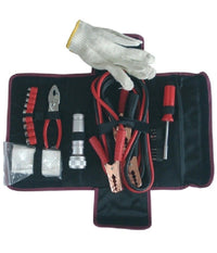 Valigetta Kit Emergenza 8pz Cavi Batteria Guanti Pinza Cacciaviti Bussole Auto         