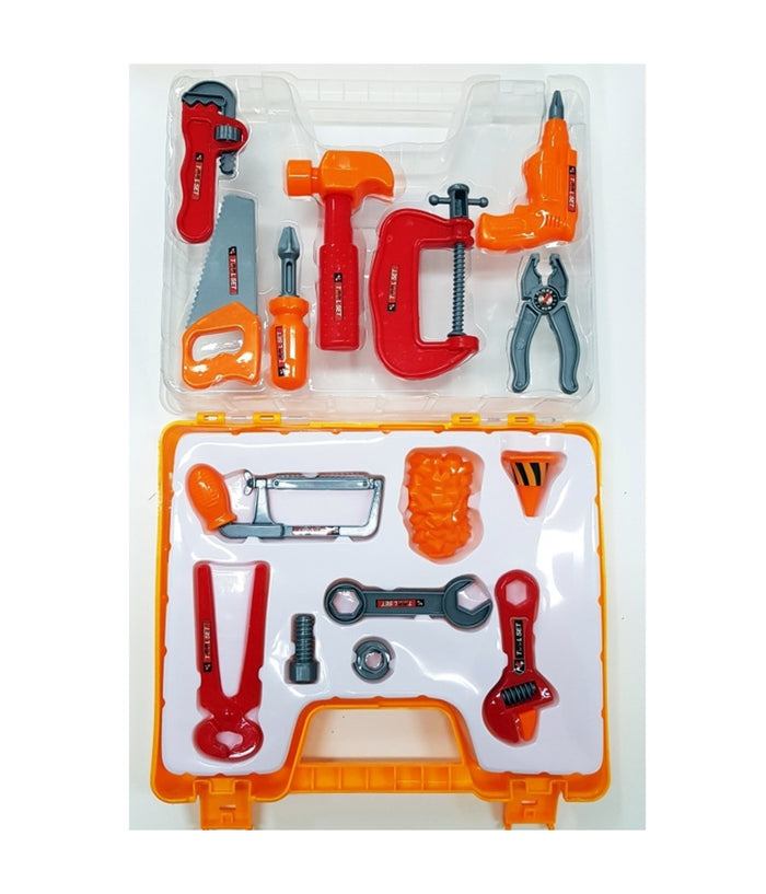 Valigetta Set 15 Pezzi Attrezzi Da Lavoro Trapano Sega Crick Pinza Morsetto         