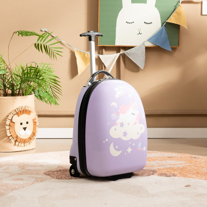 Valigetta per bambini con ruote manico telescopico in alluminio, Valigia leggera e portatile per viaggiare Viola-Bagagli e borse