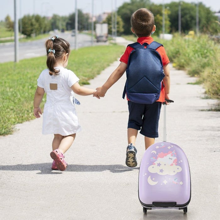 Valigetta per bambini con ruote manico telescopico in alluminio, Valigia leggera e portatile per viaggiare Viola-Bagagli e borse