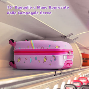 Valigie per bambini 5 pezzi con ruote, Valigia con cuscino per il collo etichetta per bagaglio per ragazzi e ragazze Rosa-Bagagli e borse