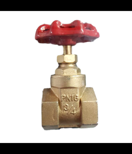 Trade Shop - Valvola A Saracinesca In Ottone Da 3/4 Filetta Ruota Rotella Rossa A Valvola -