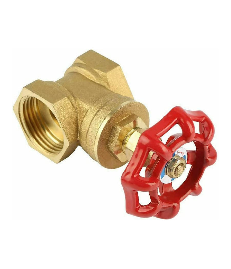 Trade Shop - Valvola A Saracinesca In Ottone Da 3/4 Filetta Ruota Rotella Rossa A Valvola -