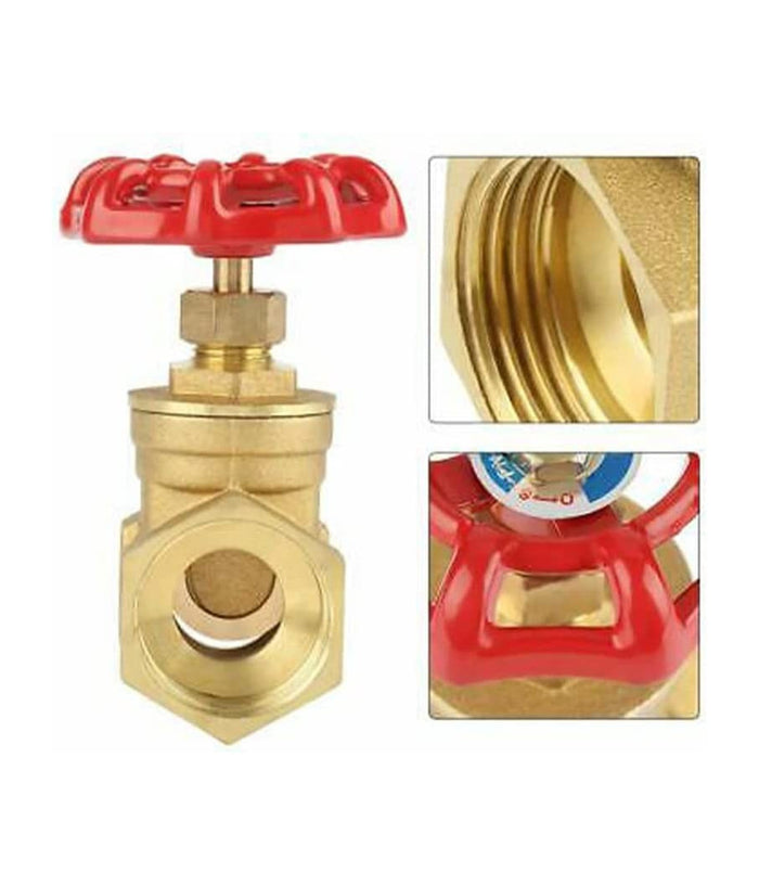 Trade Shop - Valvola A Saracinesca In Ottone Da 3/4 Filetta Ruota Rotella Rossa A Valvola -
