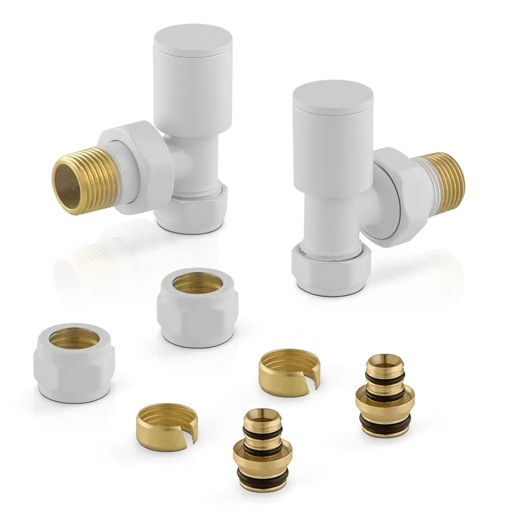 Valvole per termoarredo bianche con raccordi multistrato da 16 mm G 1/2