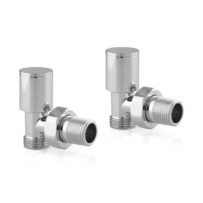 Valvole termoarredo tonde cromate con attacco G 1/2 e raccordo rame da 12 mm