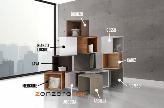 Conveniente Coppia di vani a giorno, finitura Bianco lucido, ZLCINFNPENEW212