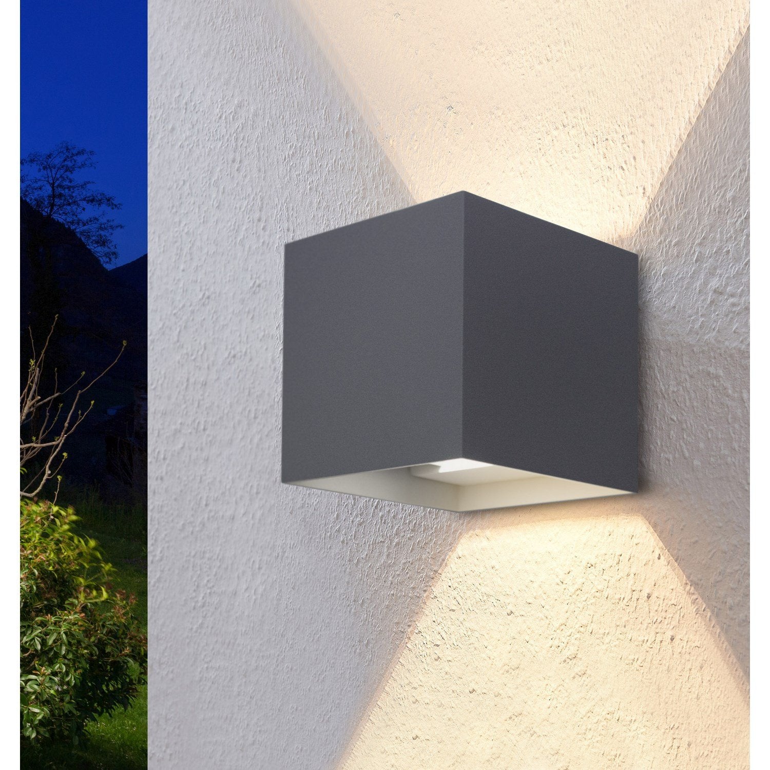 Applique led quadrata da parete con fascio regolabile colore antracite mod. Marbella