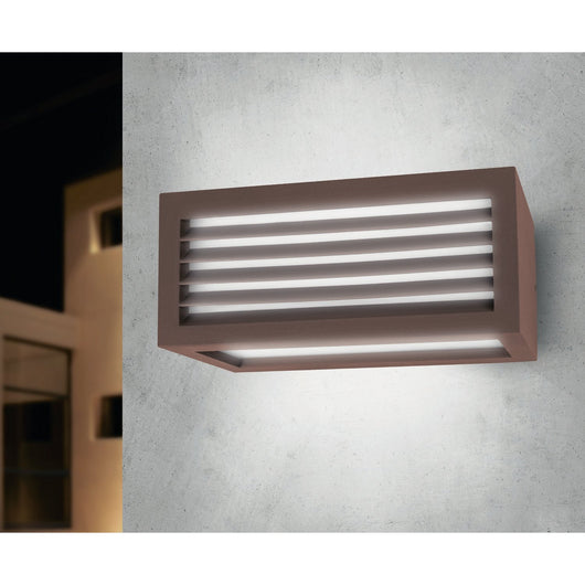 Applique led da parete a tre emissioni con griglia frontale colore corten mod. Vigo 2
