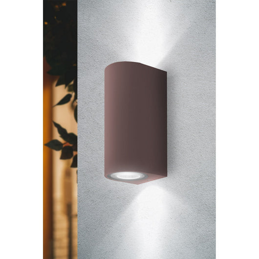 Applique led da paretea doppia emissione colore corten mod. Cordova 2