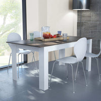 Tavolo estensibile di forma Rettangolare di colore Bianco e Grigio scuro effetto cemento mod. Gemma