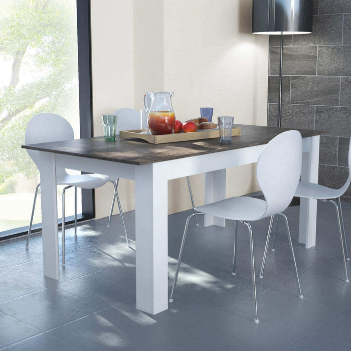 Tavolo estensibile di forma Rettangolare di colore Bianco e Grigio scuro effetto cemento mod. Gemma