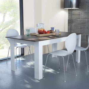 Tavolo estensibile di forma Rettangolare di colore Bianco e Grigio scuro effetto cemento mod. Gemma