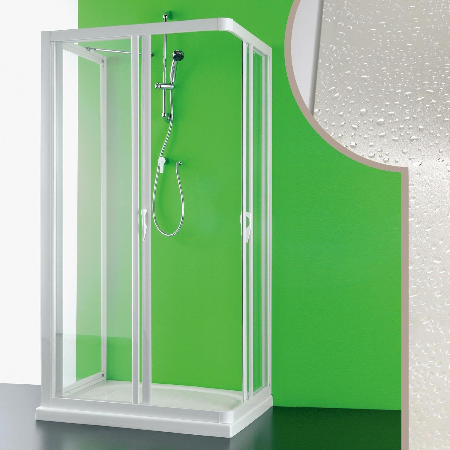 Box doccia 3 lati 90x90x90 CM in Acrilico mod.Venere con apertura centrale