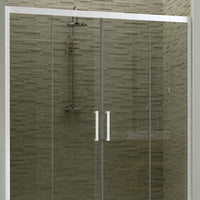 Porta Doccia Nicchia in PVC 120 CM H 200 Vetro Trasparente Profilo Bianco mod. Star 2 Ante