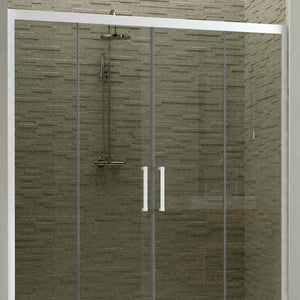 Porta Doccia Nicchia in PVC 130 CM H 200 Vetro Trasparente Profilo Bianco mod. Star 2 Ante