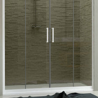 Porta Doccia Nicchia in PVC 130 CM H 200 Vetro Trasparente Profilo Bianco mod. Star 2 Ante