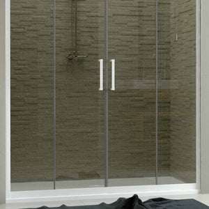 Porta Doccia Nicchia in PVC 130 CM H 200 Vetro Trasparente Profilo Bianco mod. Star 2 Ante