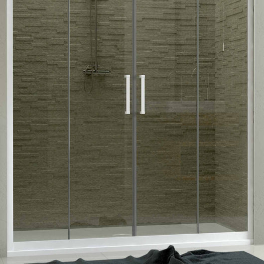 Porta Doccia Nicchia in PVC 130 CM H 200 Vetro Trasparente Profilo Bianco mod. Star 2 Ante