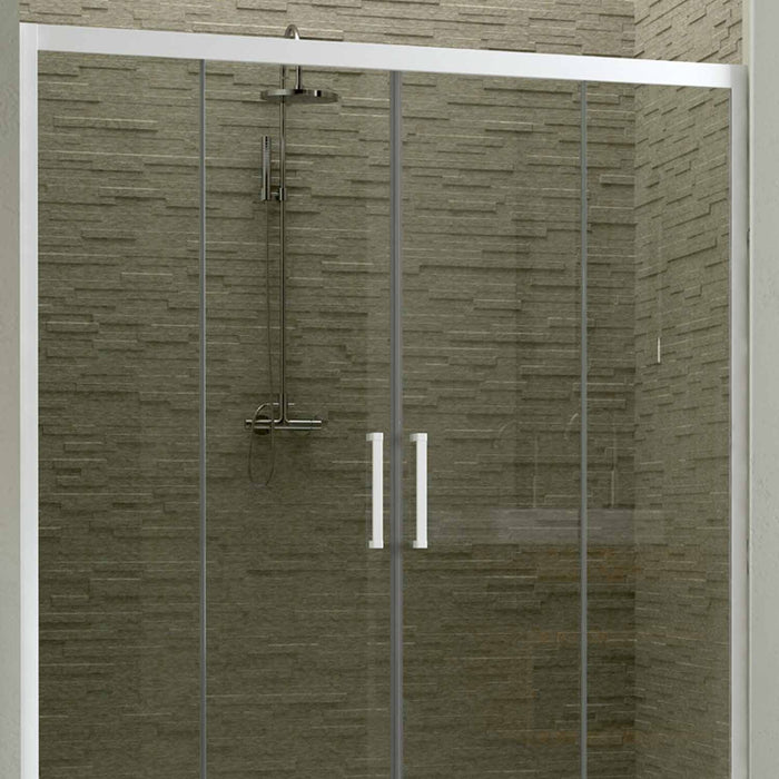 Porta Doccia Nicchia in PVC 160 CM H 200 Vetro Trasparente Profilo Bianco mod. Star 2 Ante