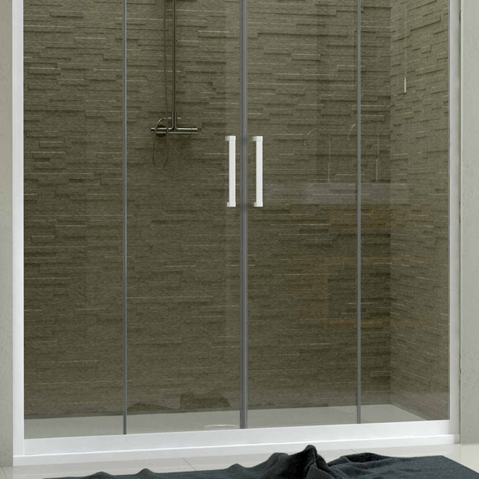 Porta Doccia Nicchia in PVC 160 CM H 200 Vetro Trasparente Profilo Bianco mod. Star 2 Ante