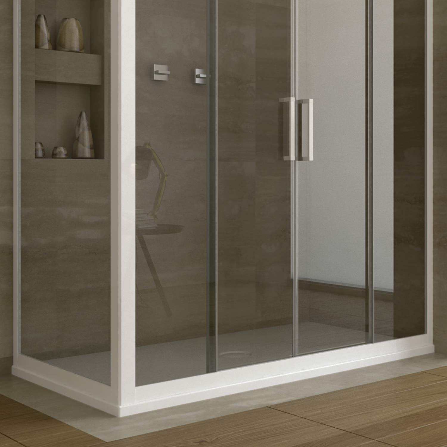 Box Doccia 70x130 CM H 200 Vetro Trasparente Profilo Bianco mod. Star 2 Ante