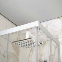 Box Doccia 3 Lati in PVC 75x70 CM H 200 Vetro Trasparente Profilo Bianco mod. Lite