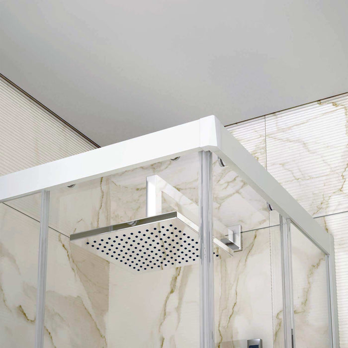 Box Doccia 3 Lati in PVC 75x80 CM H 200 Vetro Trasparente Profilo Bianco mod. Lite