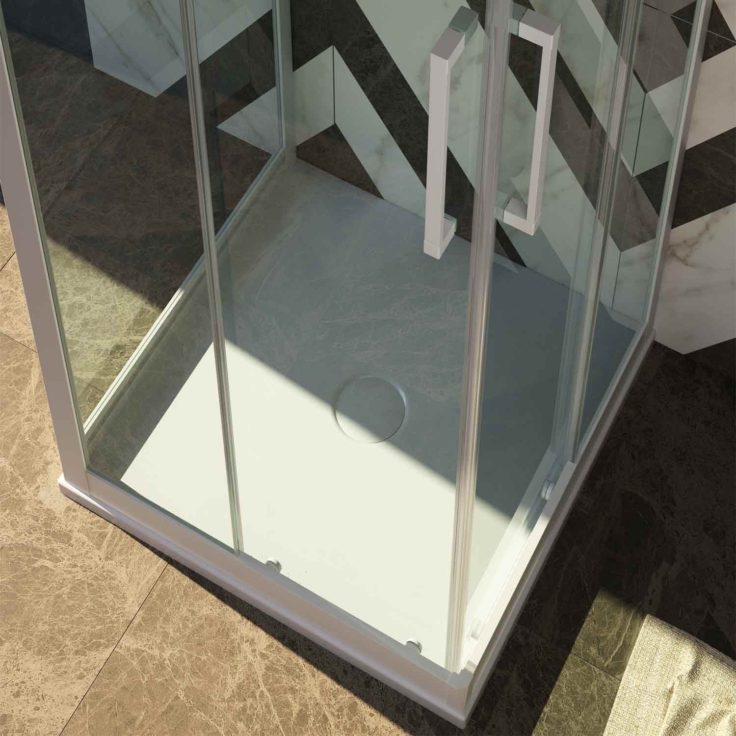 Box Doccia 3 Lati in PVC 80x120 CM H 200 Vetro Trasparente Profilo Bianco mod. Lite