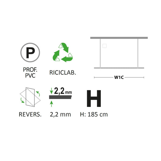 Parete doccia Walk-in Free 120 CM H 190 in Acrilico mod. Beatrix Centrale