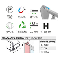 Box doccia pivotante 75x80 AP. 80 CM H 190 in Acrilico mod. Sigma Duo