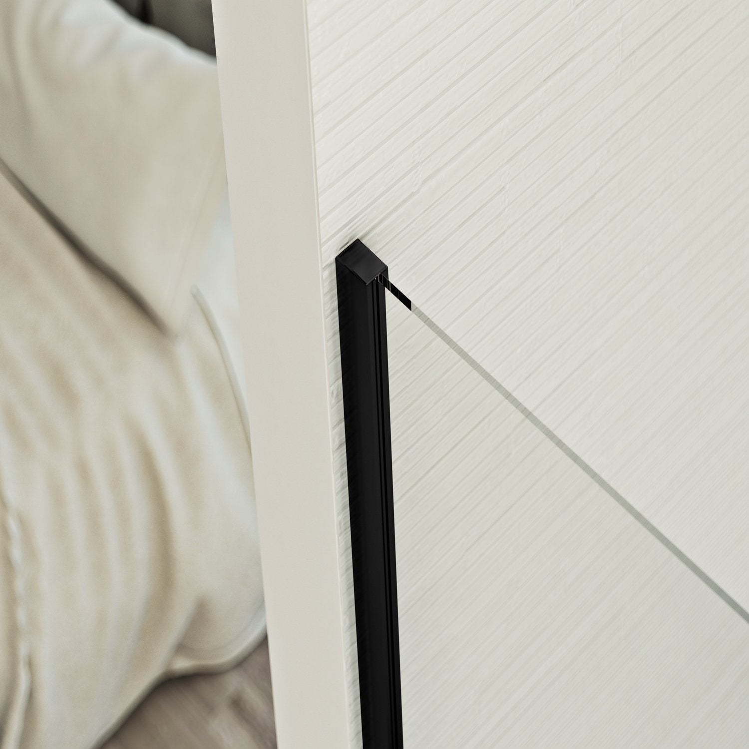 Parete doccia 100 CM 198 CM in vetro trasparente 8 MM mod. Walk in Black Lato