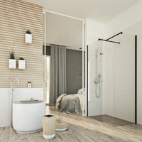 Box doccia Parete 70x130 CM 198 CM in vetro trasparente 8 MM mod. Walk in Black Corner