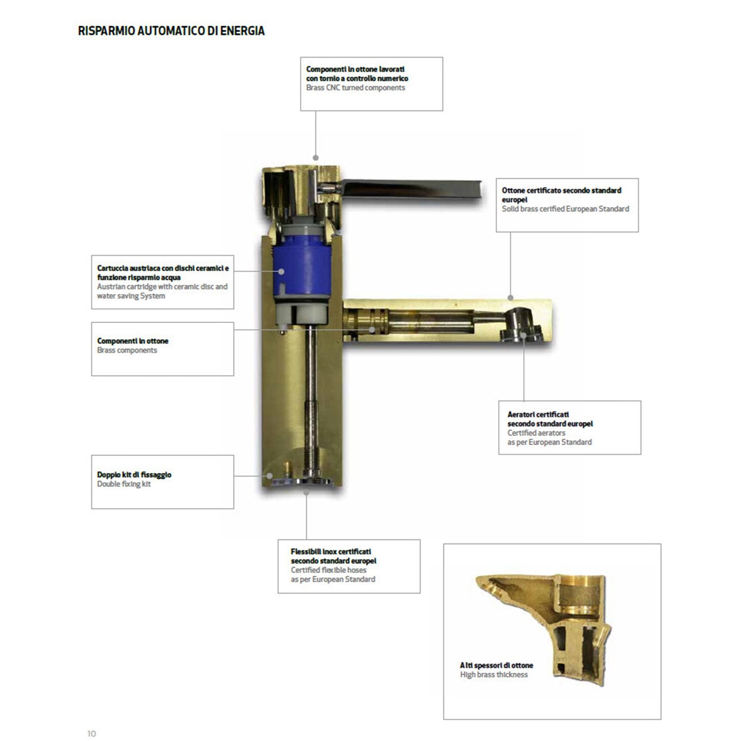 Miscelatore lavello cucina con bocca girevole cromato 35 mm mod. Evoque