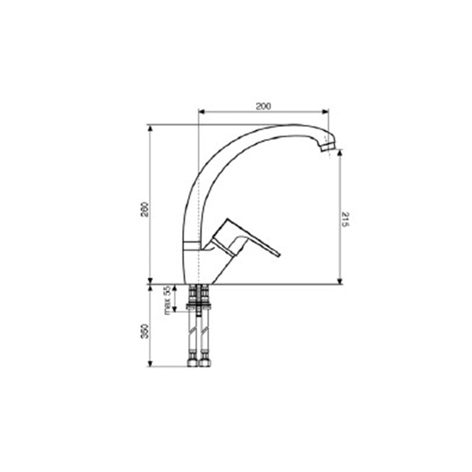 Miscelatore lavello cucina con bocca girevole cromato 35 mm mod. Evoque