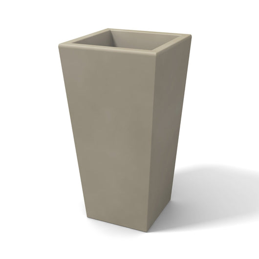 Vaso moderno in resina rettangolare H 65 tortora modello Egizio