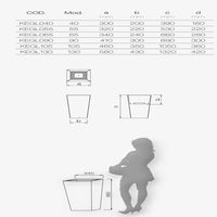 Vaso moderno in resina rettangolare H 105 tortora modello Egizio