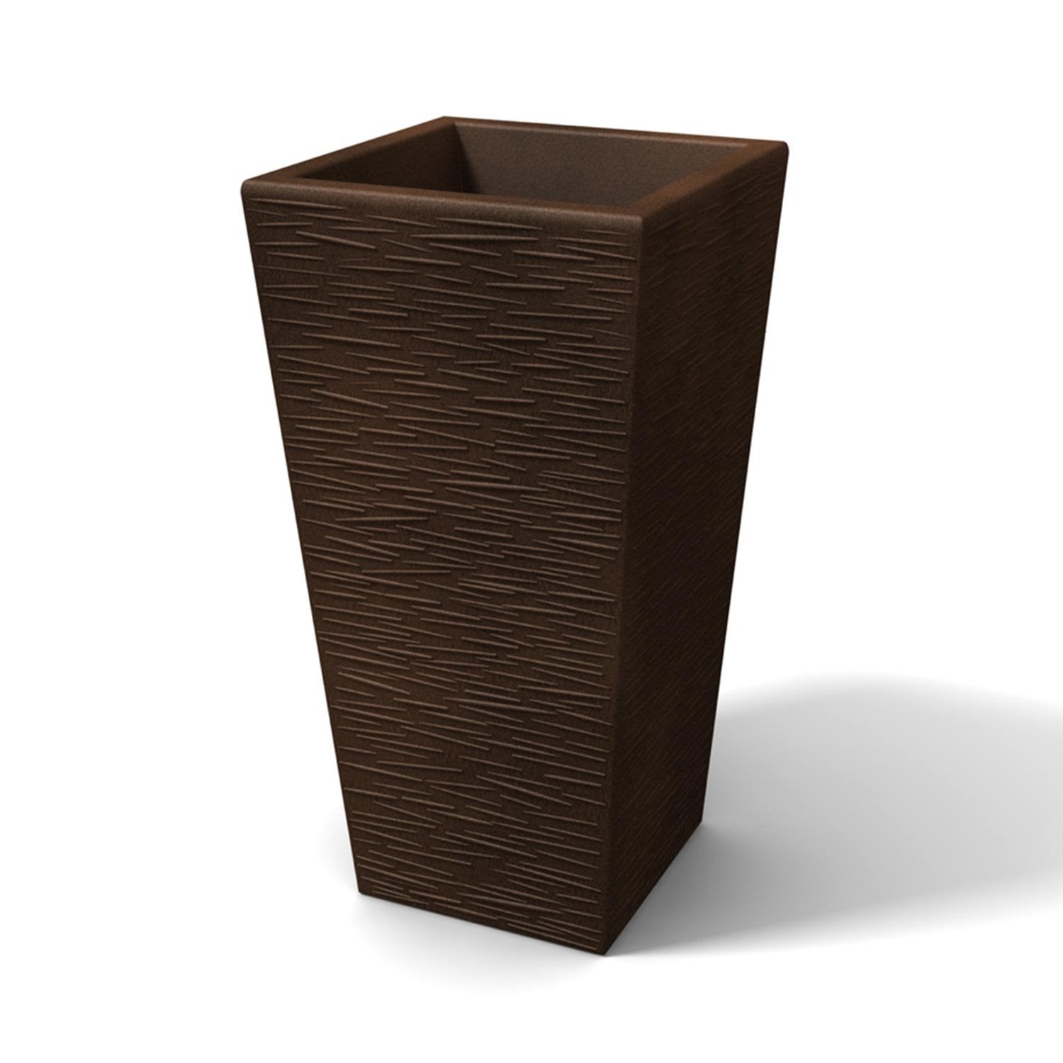 Vaso moderno in resina rettangolare H 65 bronzo finitura rustica modello Egizio