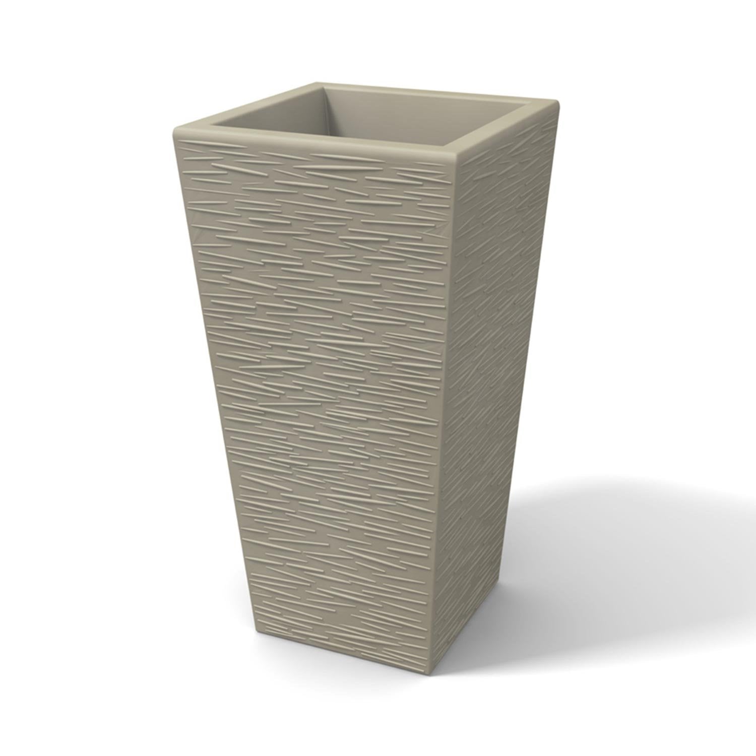 Vaso moderno in resina rettangolare H 90 tortora finitura rustica modello Egizio